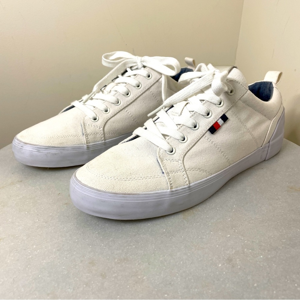 Tommy Hillfiger TWPriss Women’s Canvas White Sneakers Athletic Shoes Size 10M
